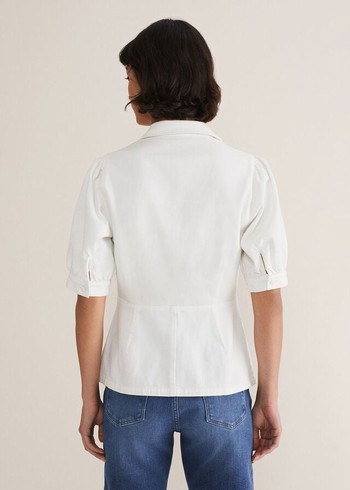 Phase Eight Cosette Denim Shirts White USA | 9672804-NK